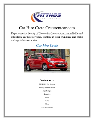 Car Hire Crete Creterentcar