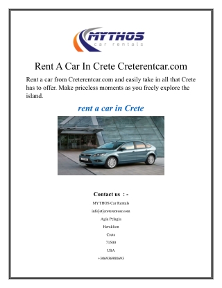 Rent A Car In Crete Creterentcar