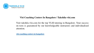 vlsi coaching centers in bangalore takshila vlsi