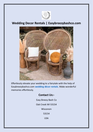 Wedding Decor Rentals Easybreezybashco.com