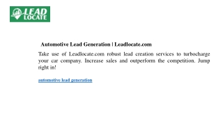 Automotive Lead Generation  Leadlocate.com