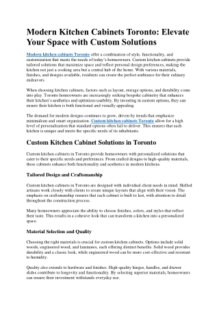 Modern Kitchen Cabinets Toronto Elevate Your Space with Custom Solutions