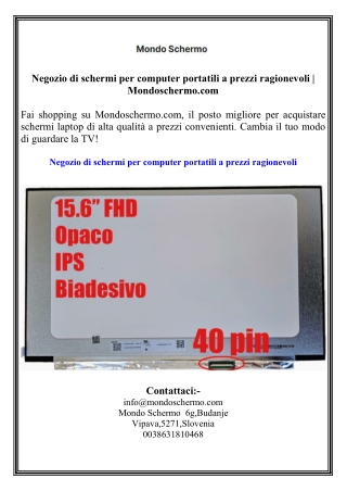 Negozio di schermi per computer portatili a prezzi ragionevoli  Mondoschermo.com