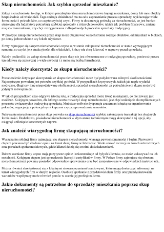 skup nieruchomo ci jak szybko sprzeda mieszkanie