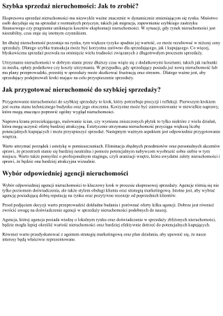 szybka sprzeda nieruchomo ci jak to zrobi