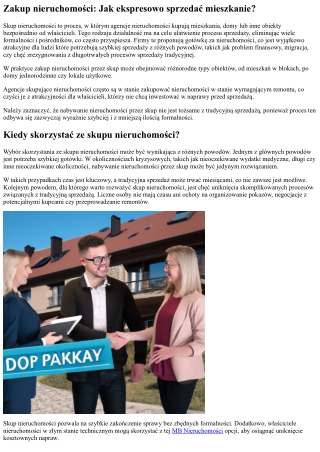zakup nieruchomo ci jak ekspresowo sprzeda
