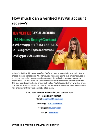 how much can a verified paypal account receive