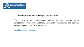 small business server setups aaryasys com
