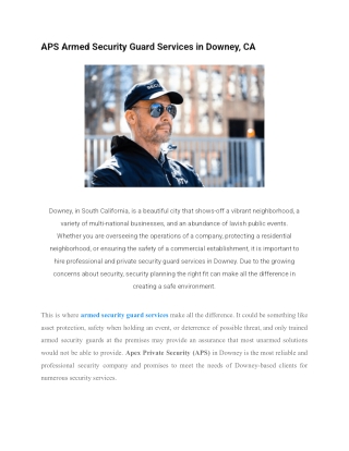 APS Armed Security Guard Services in Downey, CA