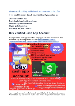 Why do youTop 5 buy verified cash app accounts in the USA