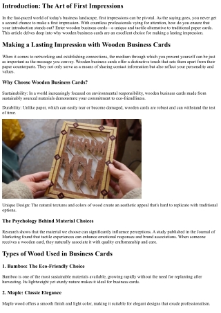 Making a Lasting Impression with Wooden Business Cards
