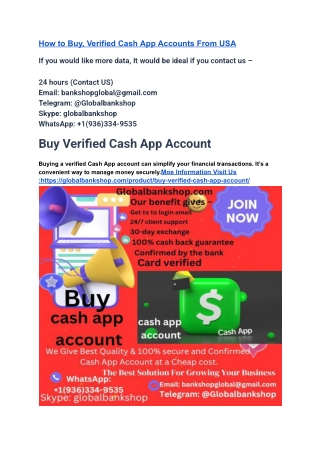 How to Buy, Verified Cash App Accounts From USA