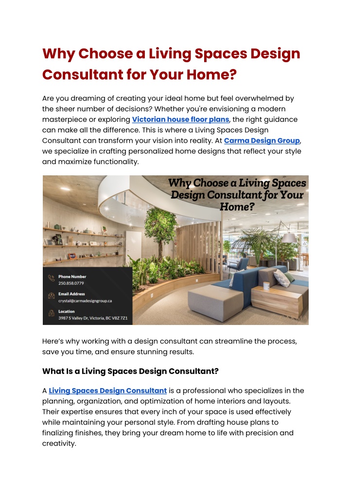 why choose a living spaces design consultant