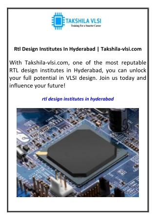Rtl Design Institutes In Hyderabad | Takshila-vlsi.com