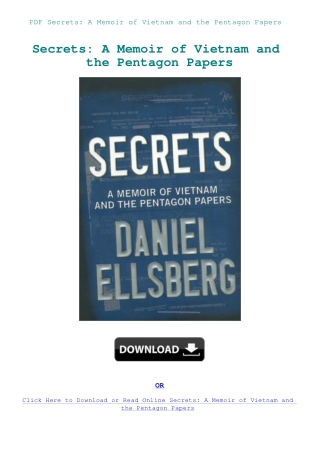 PDF Secrets A Memoir of Vietnam and the Pentagon Papers