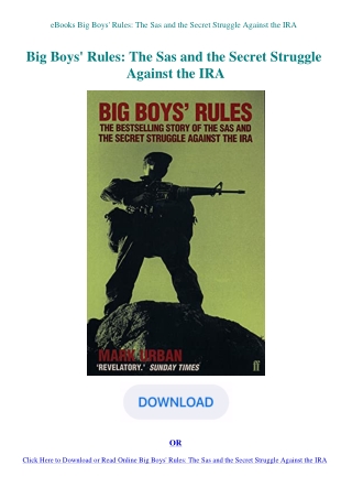 eBooks Big Boys' Rules The Sas and the Secret Struggle Against the IRA