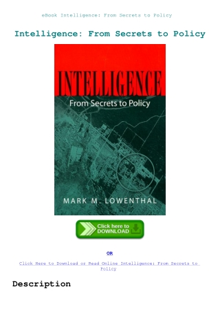 eBook Intelligence From Secrets to Policy