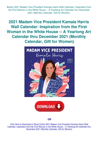 Books 2021 Madam Vice President Kamala Harris Wall Calendar Inspiration from the First Woman in the