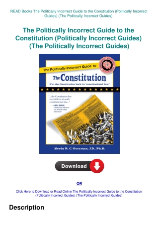 READ Books The Politically Incorrect Guide to the Constitution (Politically Incorrect Guides) (The P