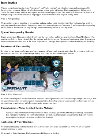 “Waterproof vs Water-Resistant: Understanding the Differences in Roofing”