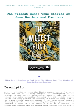 Books PDF The Wildest Hunt True Stories of Game Wardens and Poachers