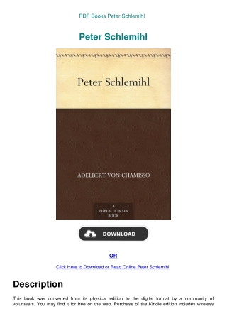 PDF Books Peter Schlemihl