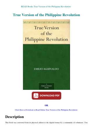 READ Books True Version of the Philippine Revolution