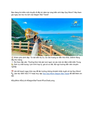 Trải nghiệm thiên đường biển Quy Nhơn cùng Saigon Star Travel