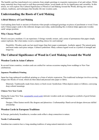 The Cultural Significance of Wood in Card Making Around the World