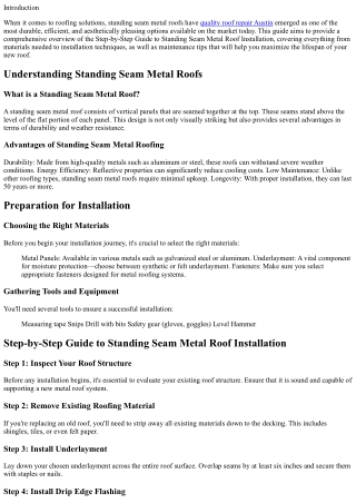 Step-by-Step Guide to Standing Seam Metal Roof Installation