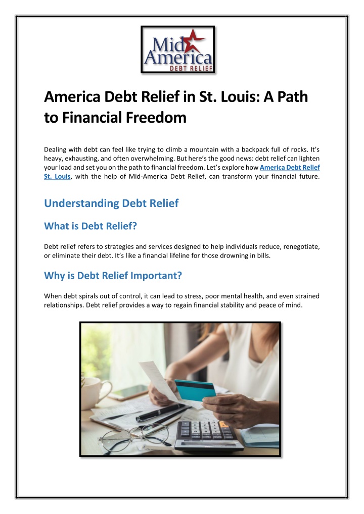 america debt relief in st louis a path