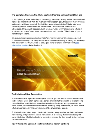 the complete guide on gold tokenization opening