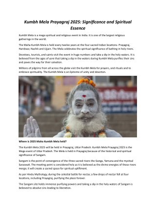 Kumbh Mela Prayagraj 2025: Significance and Spiritual Essence