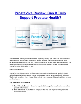 ProstaVive Review: Can It Truly Support Prostate Health?