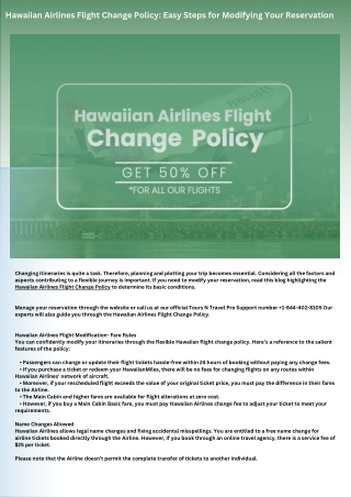 Hawaiian Airlines Flight Change Policy