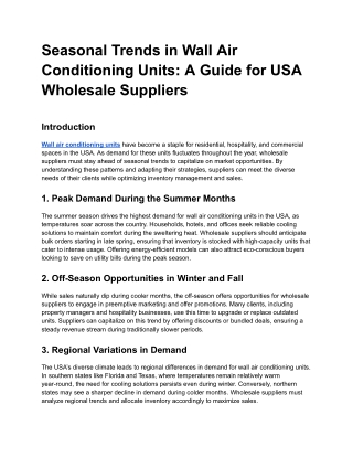 Seasonal Trends in Wall Air Conditioning Units_ A Guide for USA Wholesale Suppliers