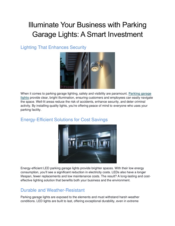 illuminate your business with parking garage