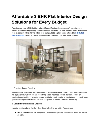 affordable 3 bhk flat interior design solutions