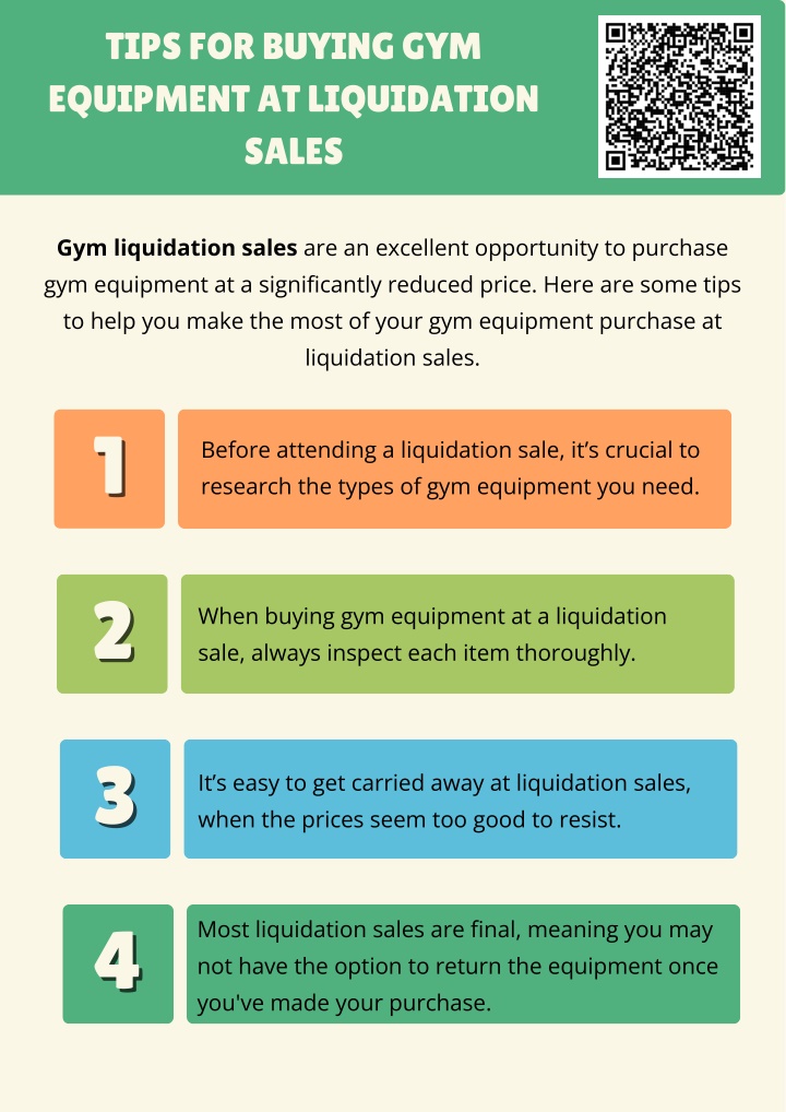 tips for buying gym equipment at liquidation sales