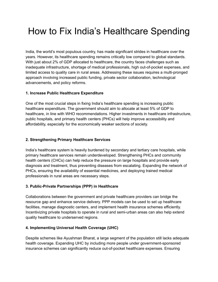 how to fix india s healthcare spending