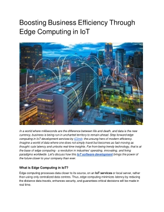 Boosting Business Efficiency Through Edge Computing in IoT