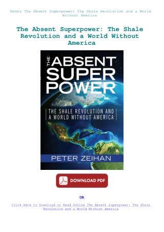 Books The Absent Superpower The Shale Revolution and a World Without America