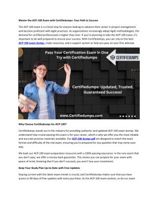 master the acp 100 exam with certifiedumps your