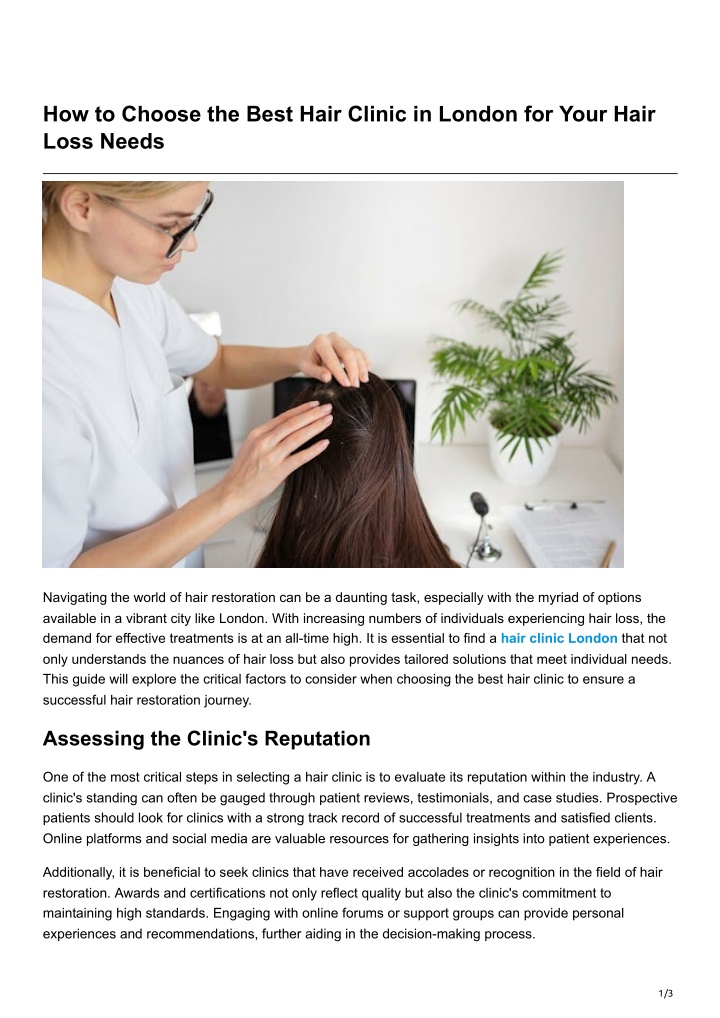 how to choose the best hair clinic in london