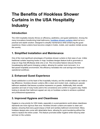 The Benefits of Hookless Shower Curtains in the USA Hospitality Industry