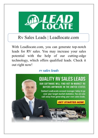 Rv Sales Leads | Leadlocate.com