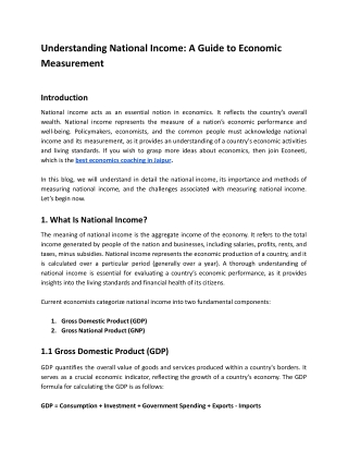 understanding national income a guide to economic