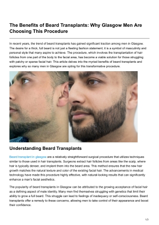 The Benefits of Beard Transplants Why Glasgow Men Are Choosing This Procedure