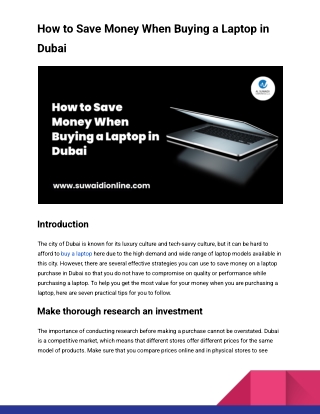 How to Save Money When Buying a Laptop in Dubai