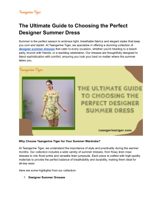 The Ultimate Guide to Choosing the Perfect Designer Summer Dress